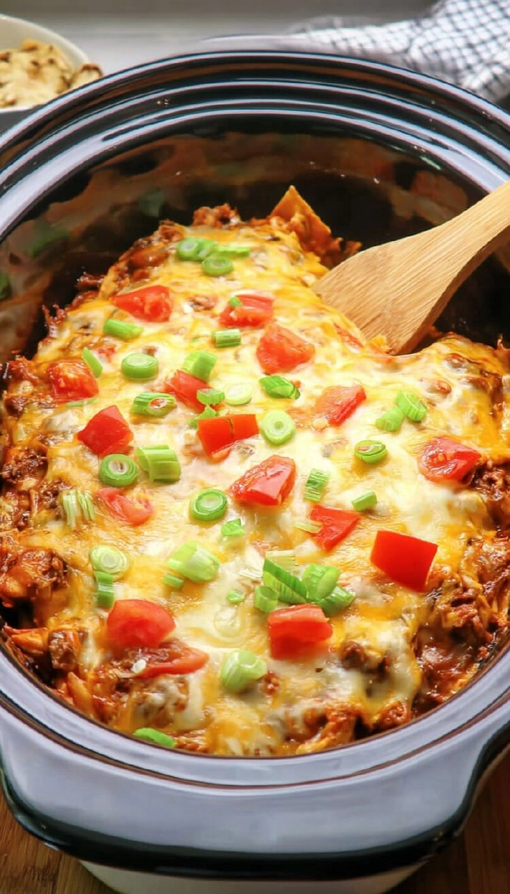 Slow Cooker Beef Enchilada Casserole