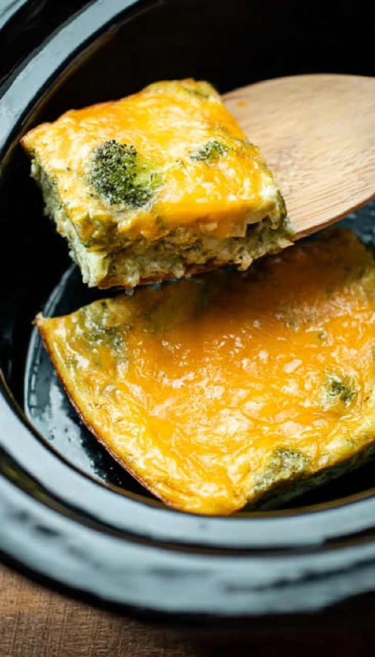 Slow Cooker Crustless Broccoli Cheese Quiche