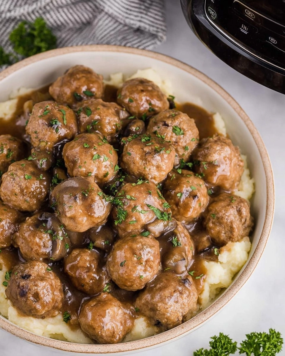 Slow Cooker Salisbury Steak Meatballs