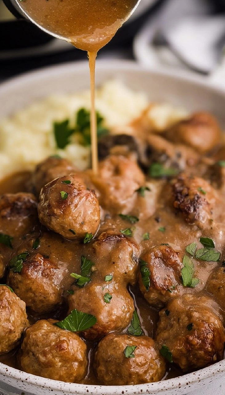 Slow Cooker Salisbury Steak Meatballs