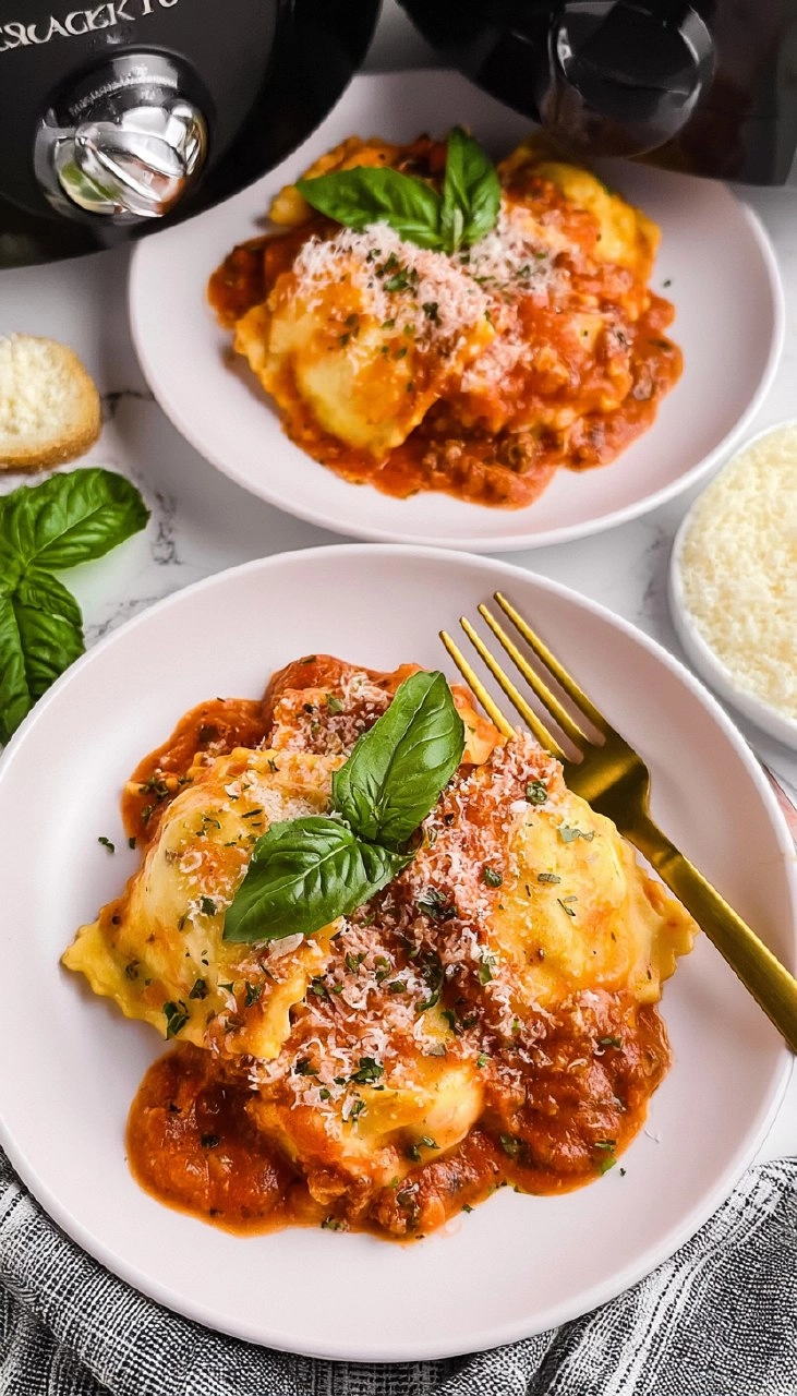 Lazy Day Slow Cooker Ravioli Lasagna