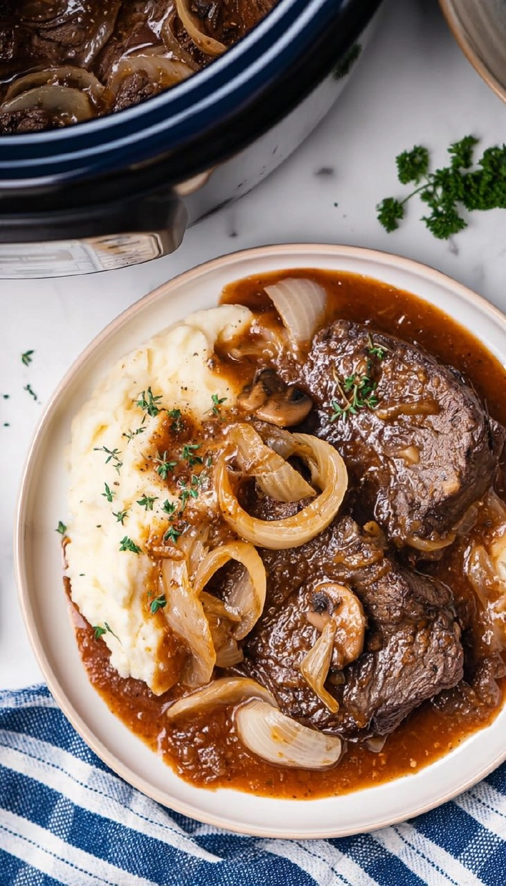 Slow Cooker Steak and Onions