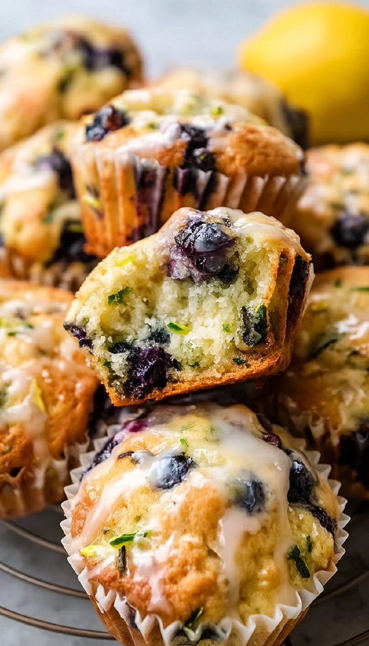 Lemon Blueberry Zucchini Muffins