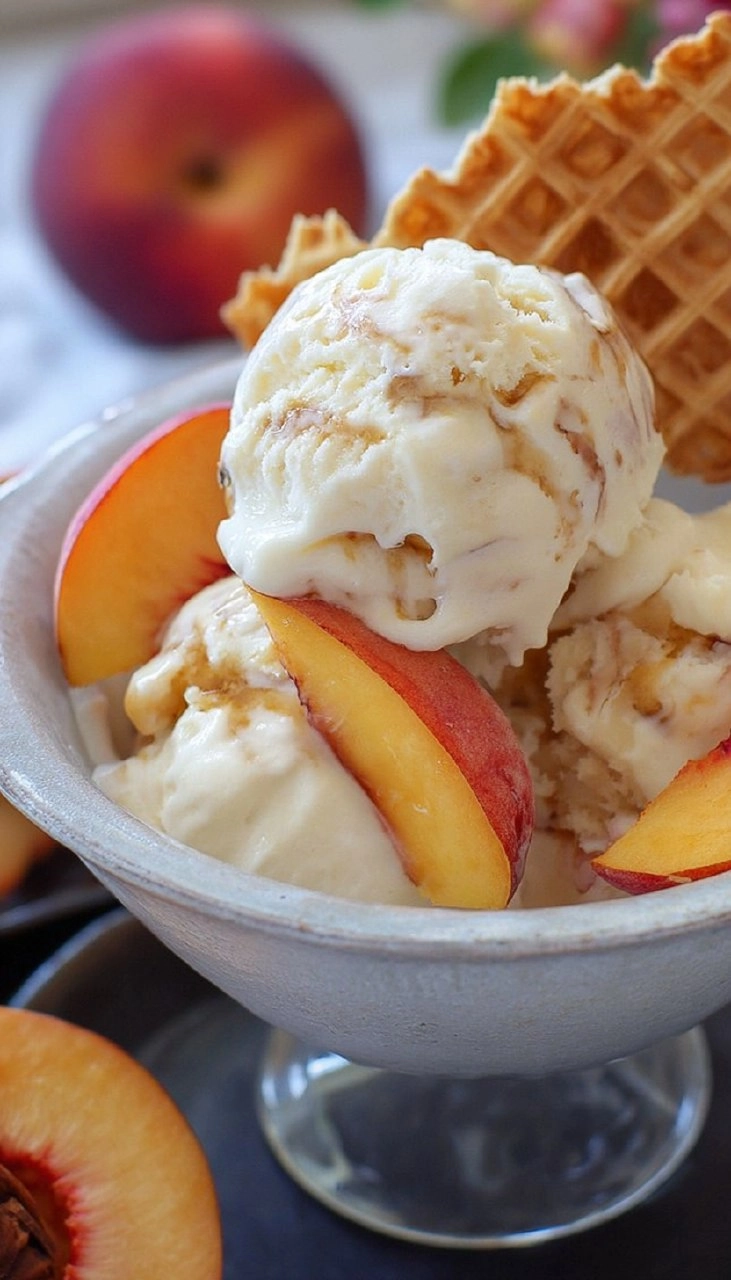 No Churn Peaches and Cream Ice Cream
