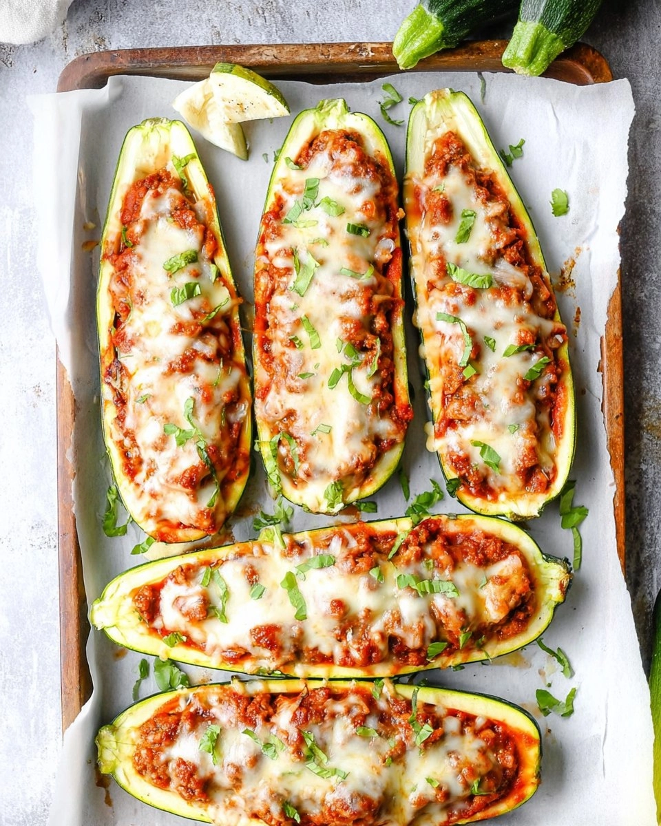 Sausage Stuffed Zucchini Boats