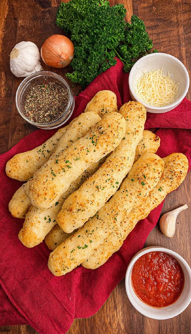 2 Ingredient Garlic Parmesan Breadsticks