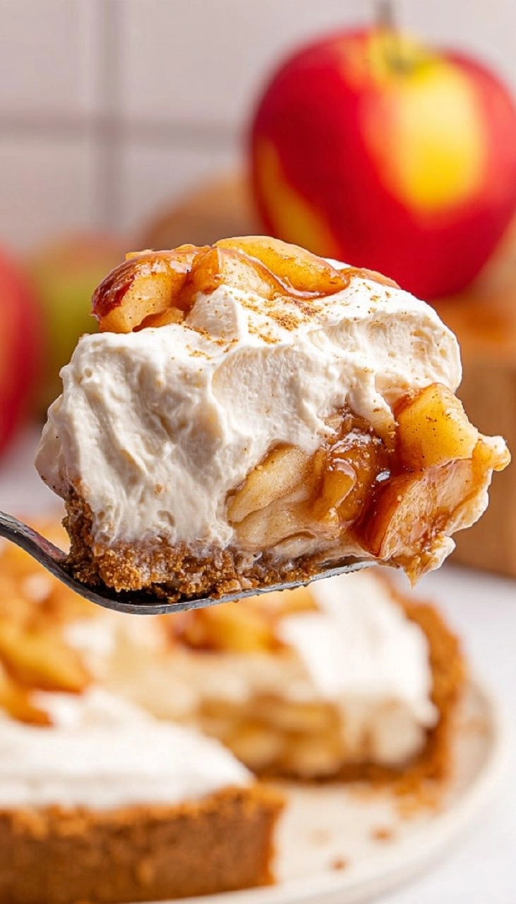 Creamy No Bake Apple Cheesecake Pie