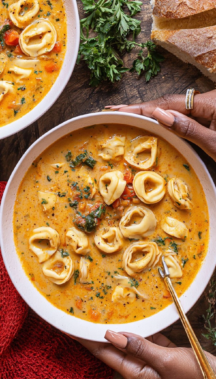 Creamy Tuscan Tortellini Soup [Easy + Comforting]