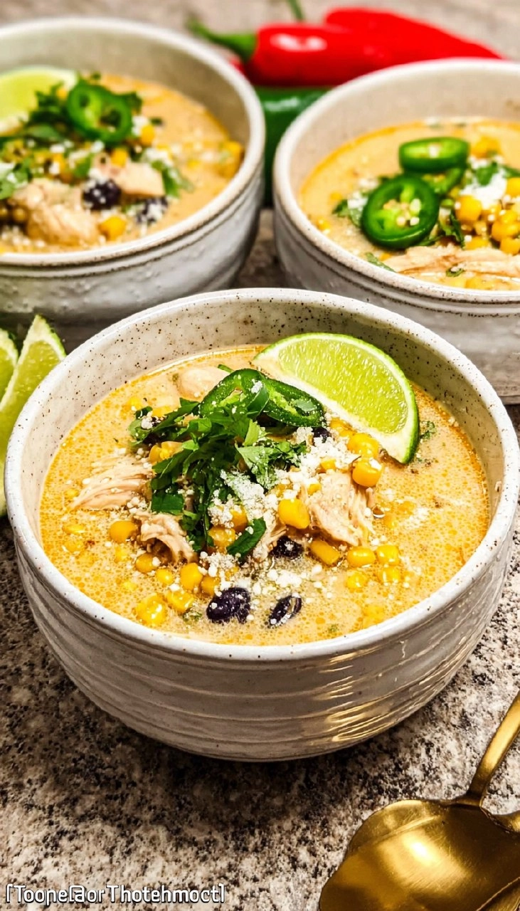 Mexican Street Corn White Chicken Chili (Tex-Mex Style)