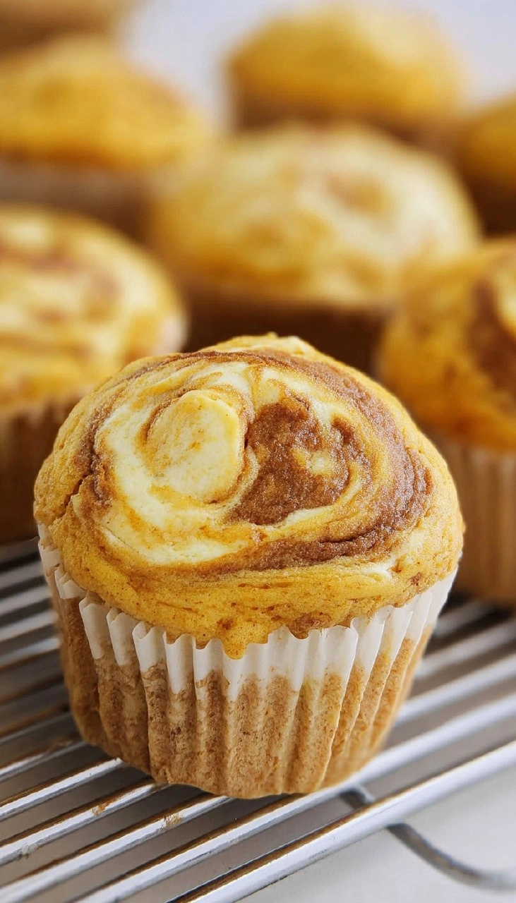 Pumpkin Muffins with Cheesecake Swirl
